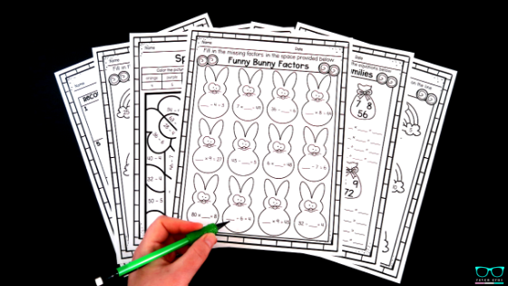 Third-grade Easter and Spring Math Worksheet and Center Bundle