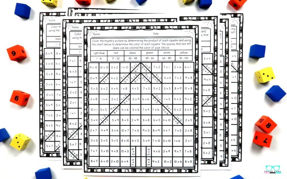 back-to-school-multiplication-color-by-number-worksheets-3 Start your back-to-school season off right with these color-by-number multiplication worksheets for 3rd-grade and 4th-grade. #thirdgrade #fourthgrade