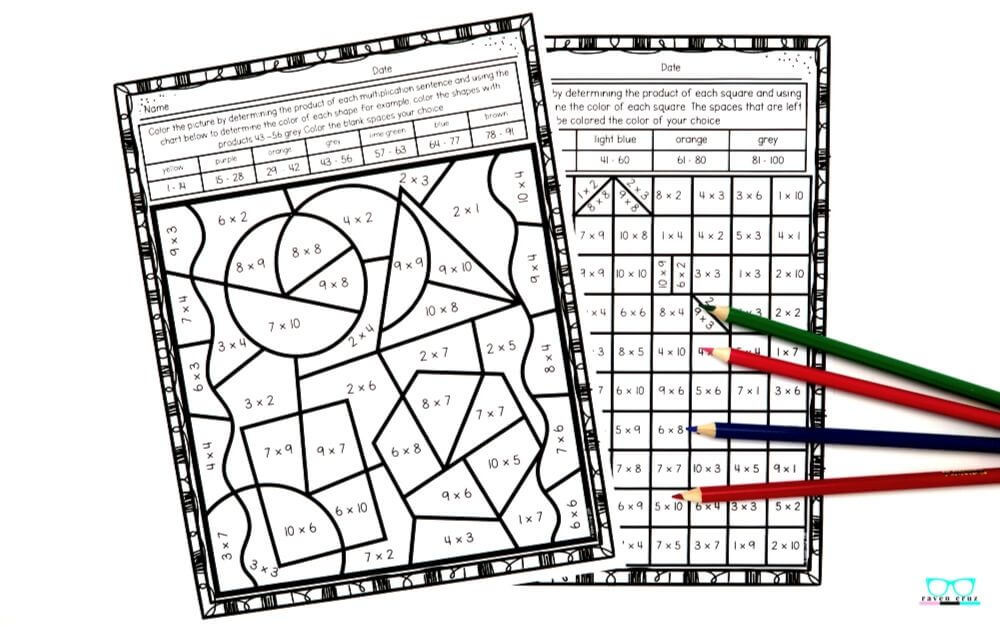 back-to-school-multiplication-color-by-number-worksheets-4 Start your back-to-school season off right with these color-by-number multiplication worksheets for 3rd-grade and 4th-grade. #thirdgrade #fourthgrade