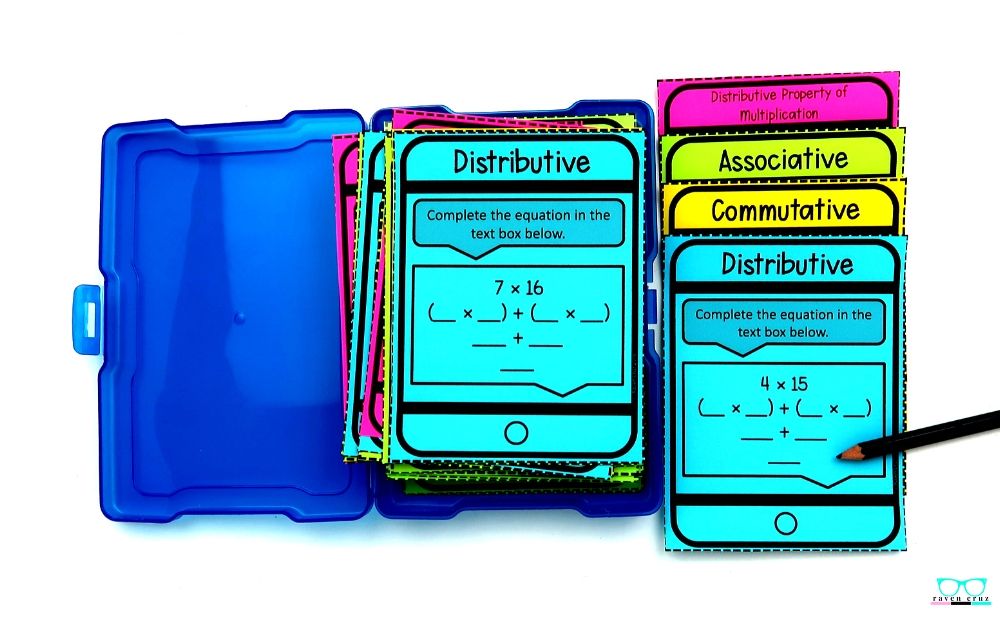 distributive-property-of-multiplication-freebie Properties of multiplication task cards for 3rd-grade math.