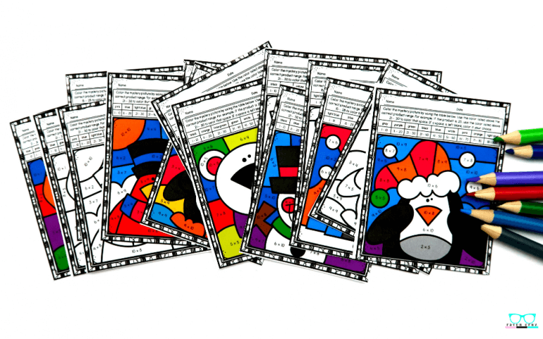 Christmas Multiplication Color by Number Worksheets - Raven Cruz