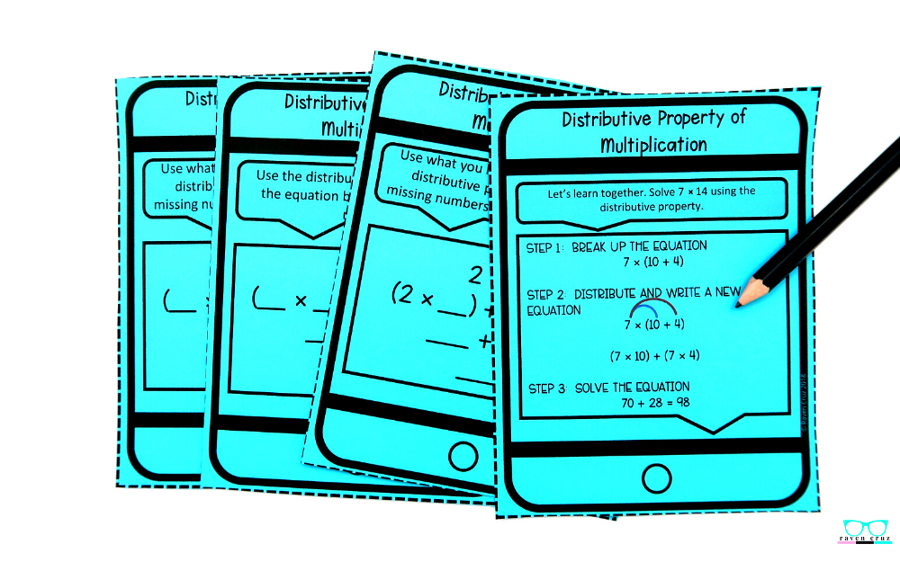 distributive-property-of-multiplication-freebie-2 Distributive property of multiplication task cards for 3rd-grade.