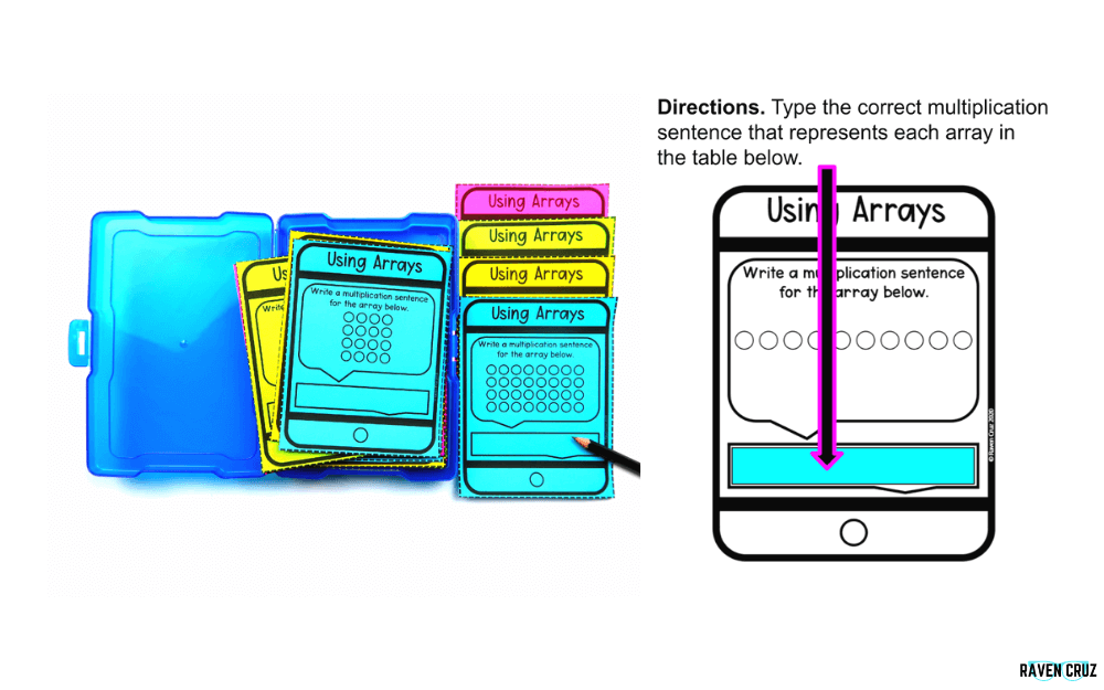Digital and printable using arrays task cards