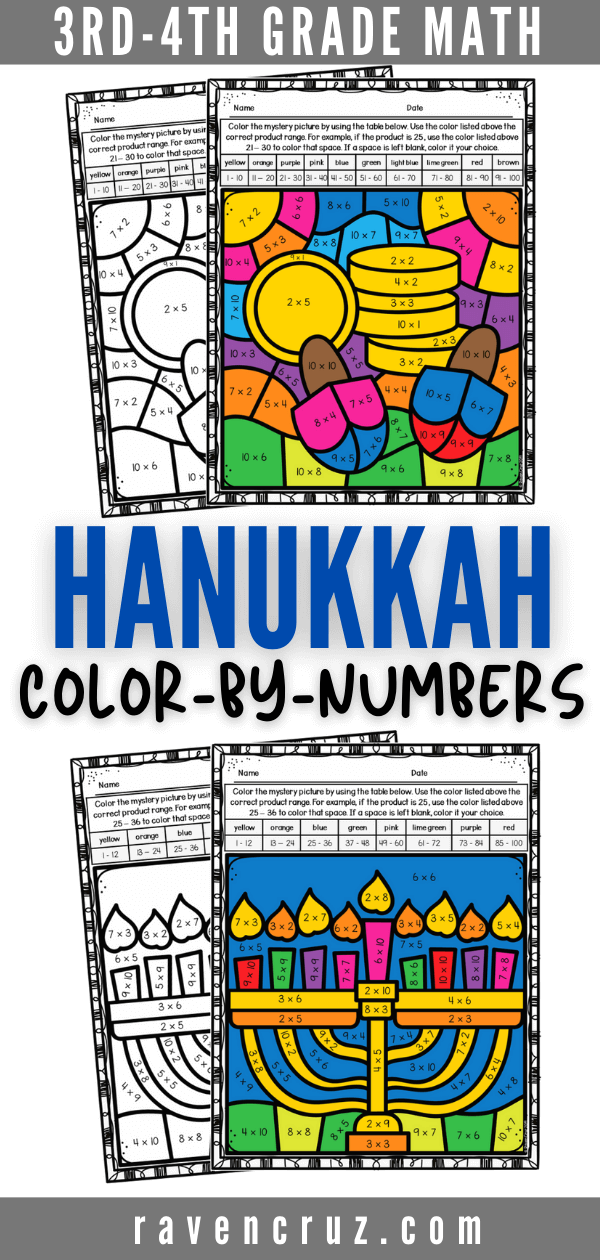 Hanukkah activities for math in 3rd-grade.