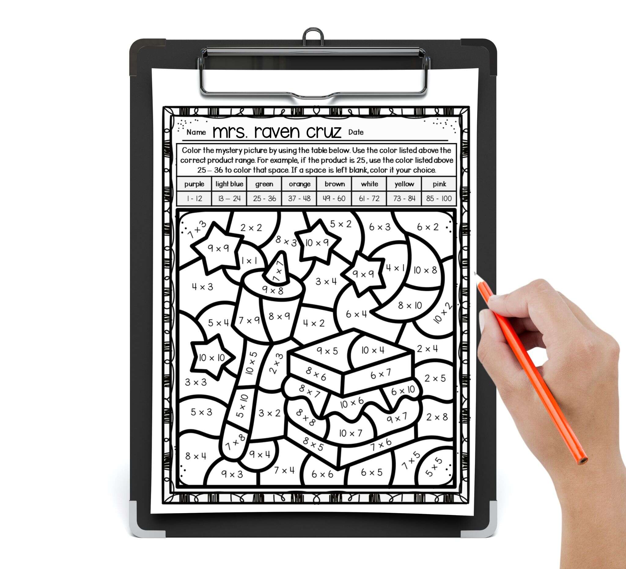roasting marshmallows multiplication color by number worksheets