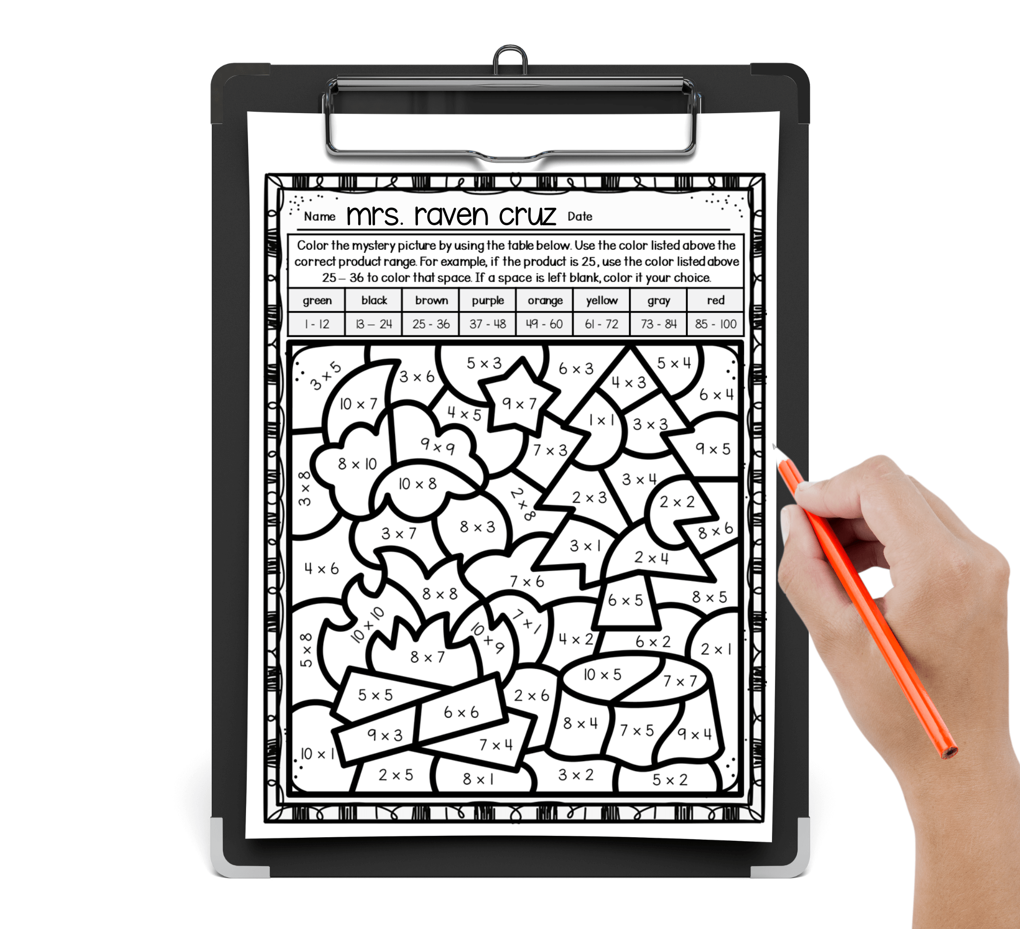camping-themed multiplication color by number 3rd-grade