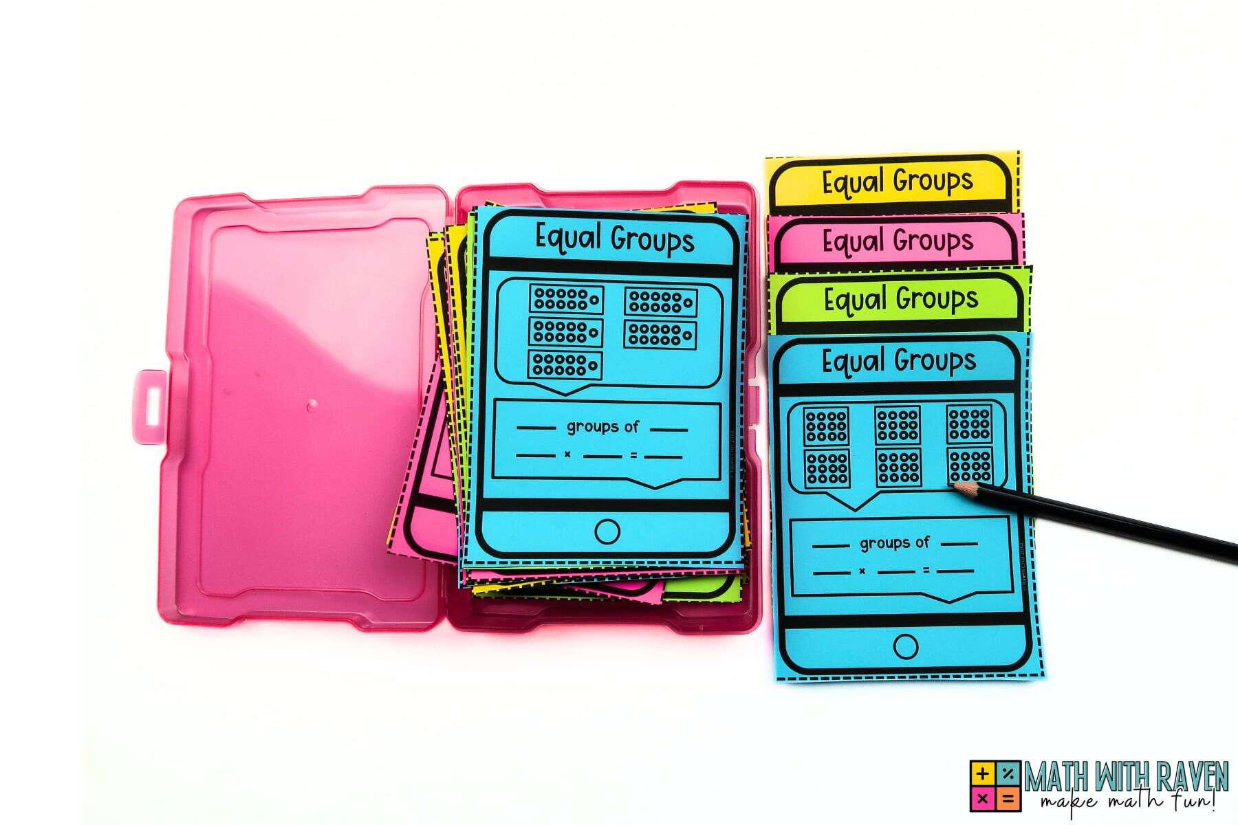 equal groups and learning multiplication task cards