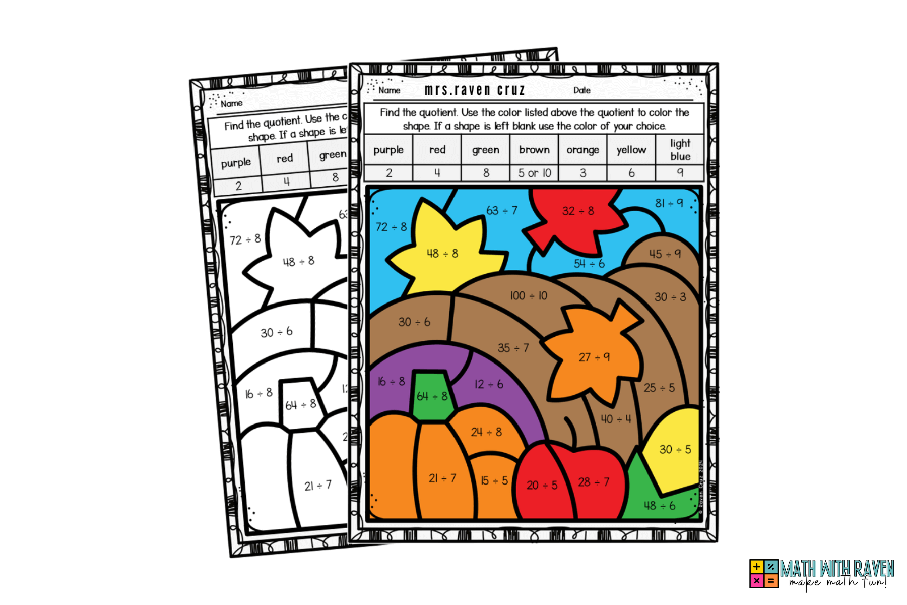 thanksgiving division coloring pages