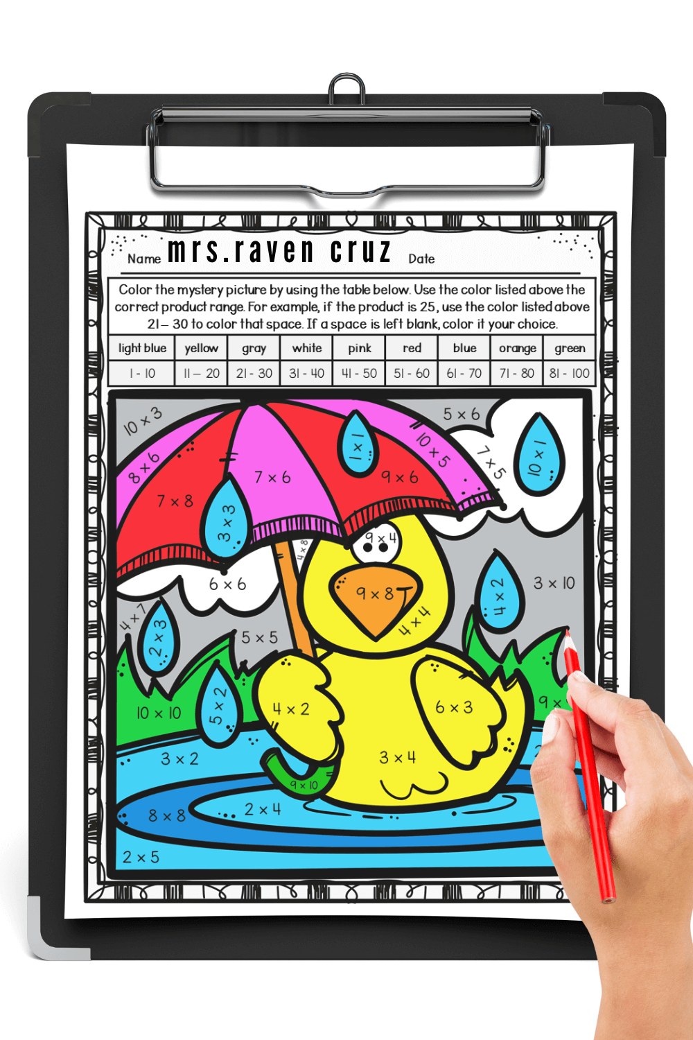 Free Spring Multiplication Coloring Page