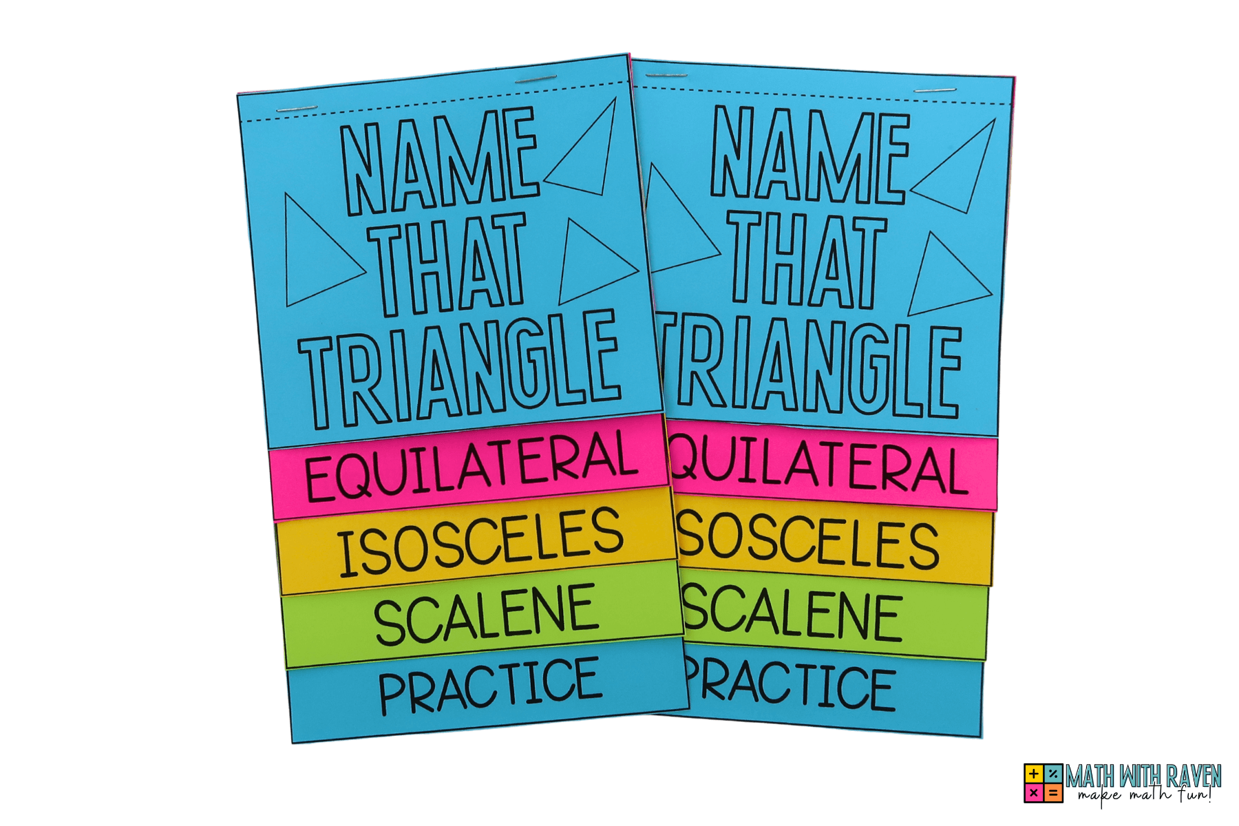 name that triangle flip book covering equilateral, isosceles, scalene triangles flip book