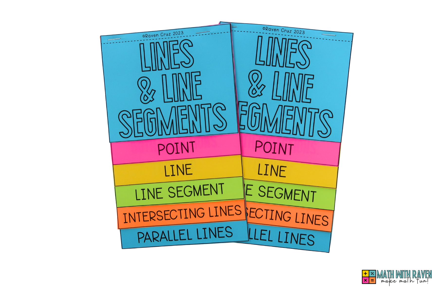 flip book for points lines line segments intersecting and parallel lines