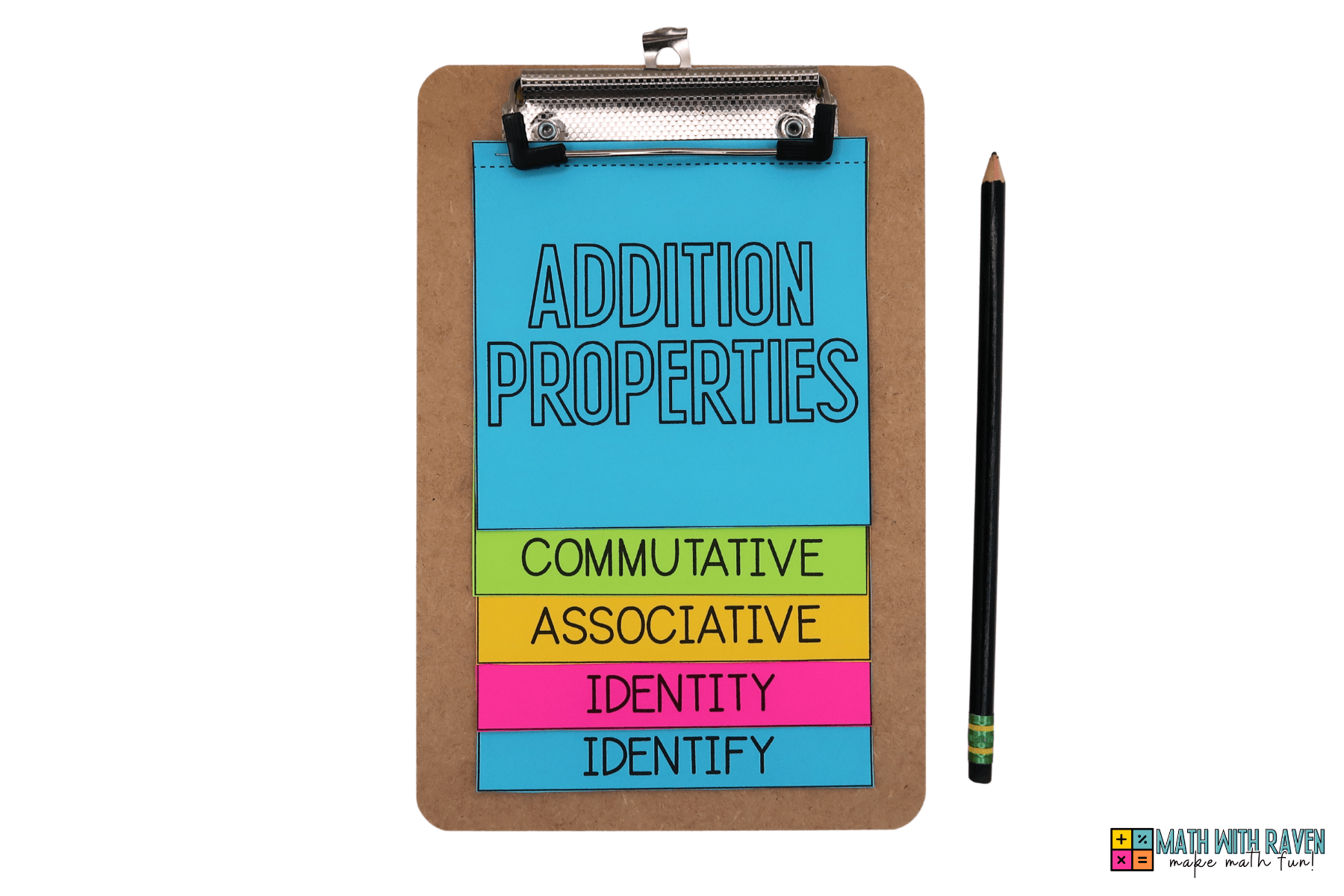 what-are-addition-properties addition properties flip book on a clipboard