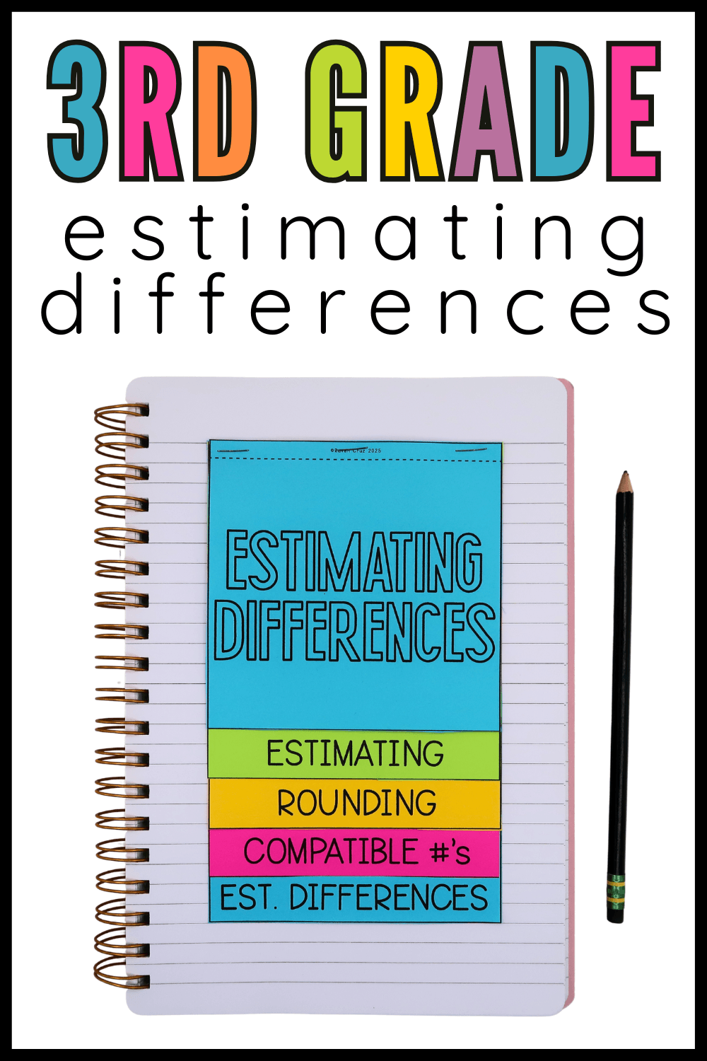 estimating differences flip book on lined paper