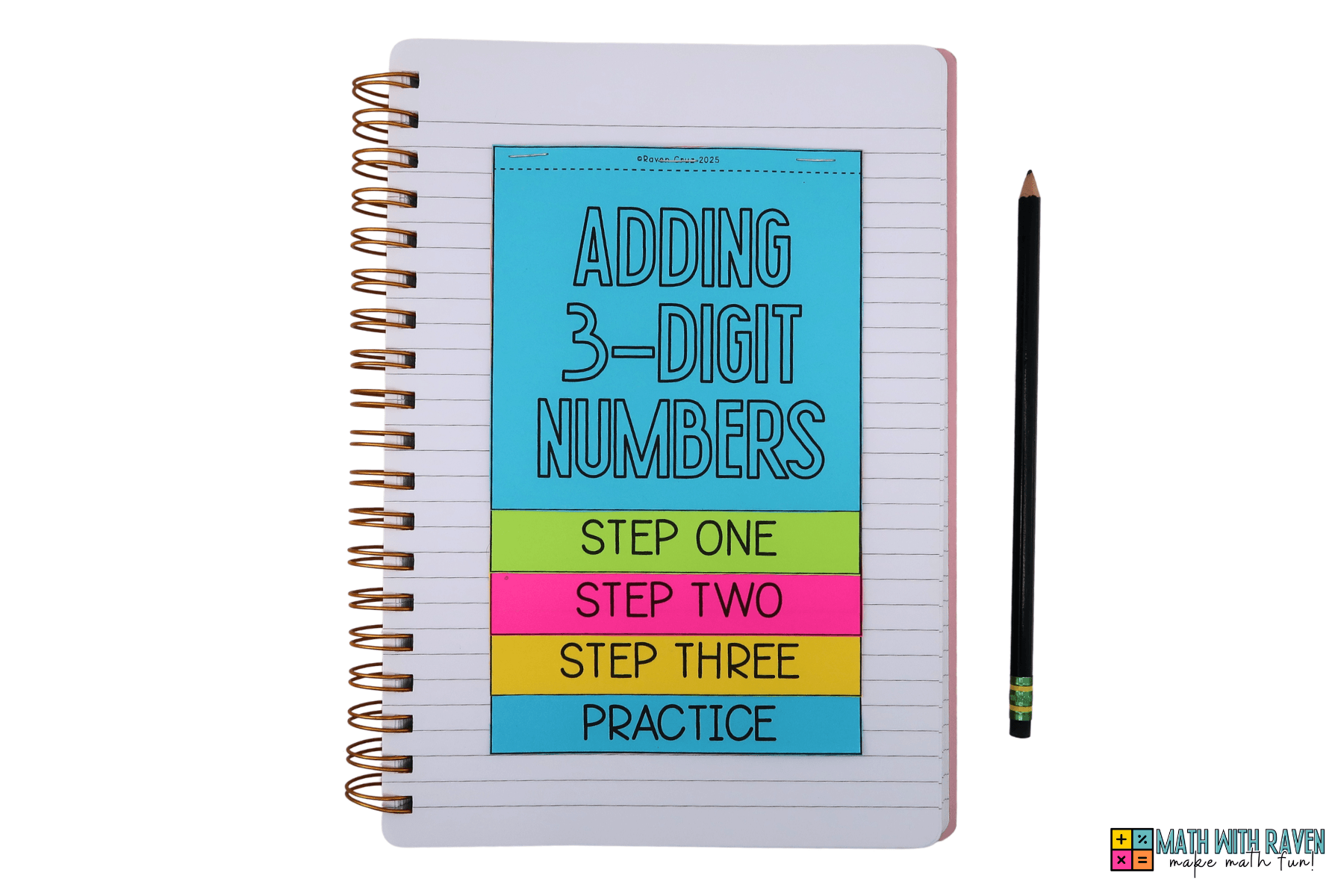 adding 3-digit numbers flip book for math (2) 3-digit addition flip book on lined notebook paper