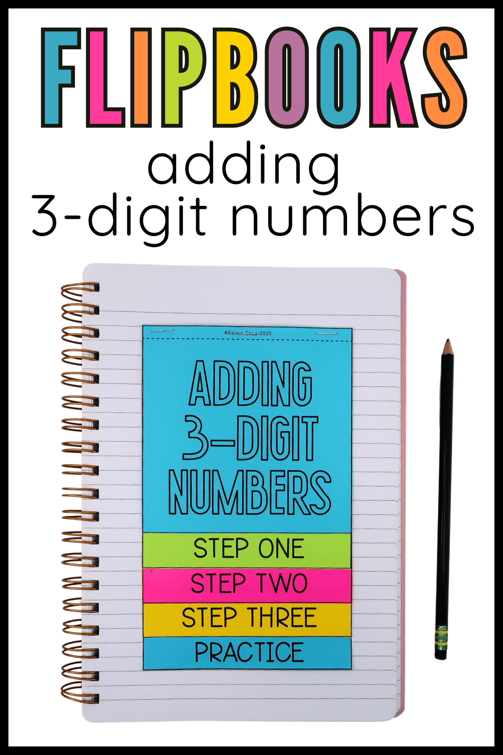 adding 3-digit numbers flip books for 3rd grade 3-digit addition flip book on lined paper