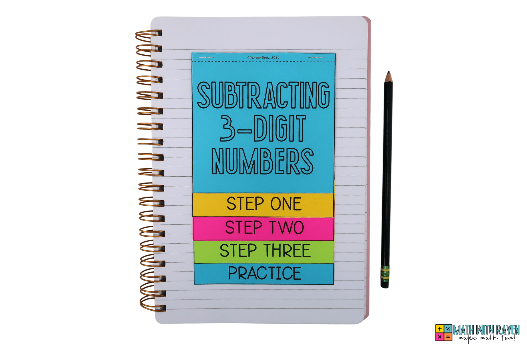 subtracting 3-digit numbers flip book for math (3) subtracting 3-digit numbers in a notebook