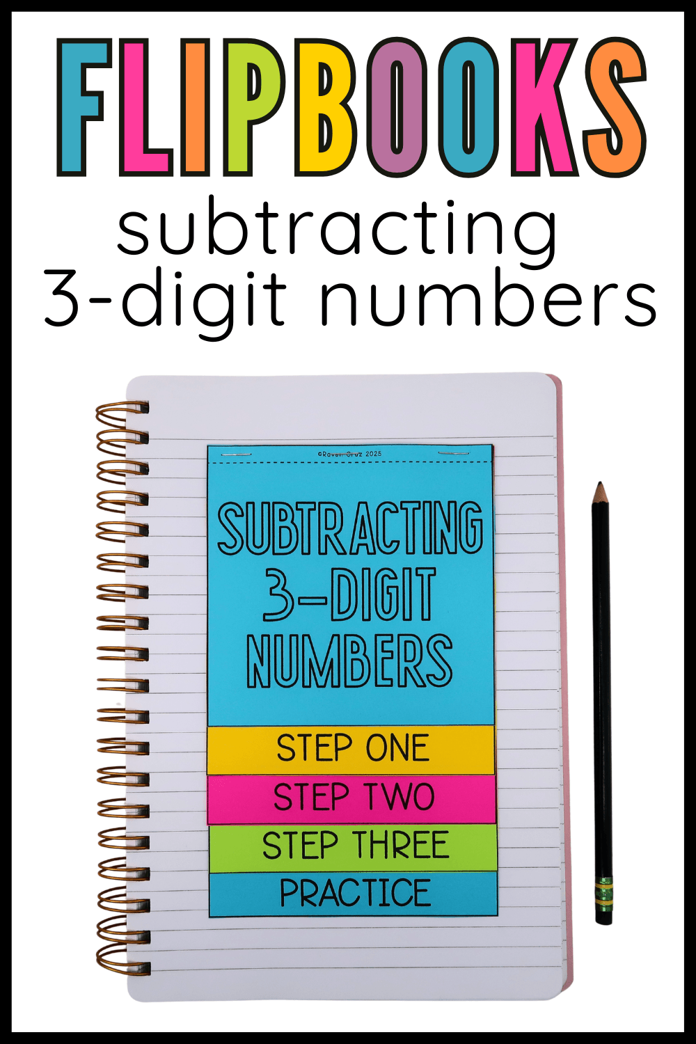 subtracting 3-digit numbers flip books for 3rd grade learn how to subtract 3 digit numbers with this flip book on a lined notebook